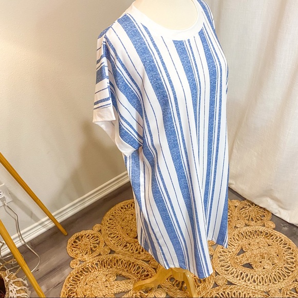 NWT Denim Striped Batwing Sleeve Dress - Picture 4 of 12